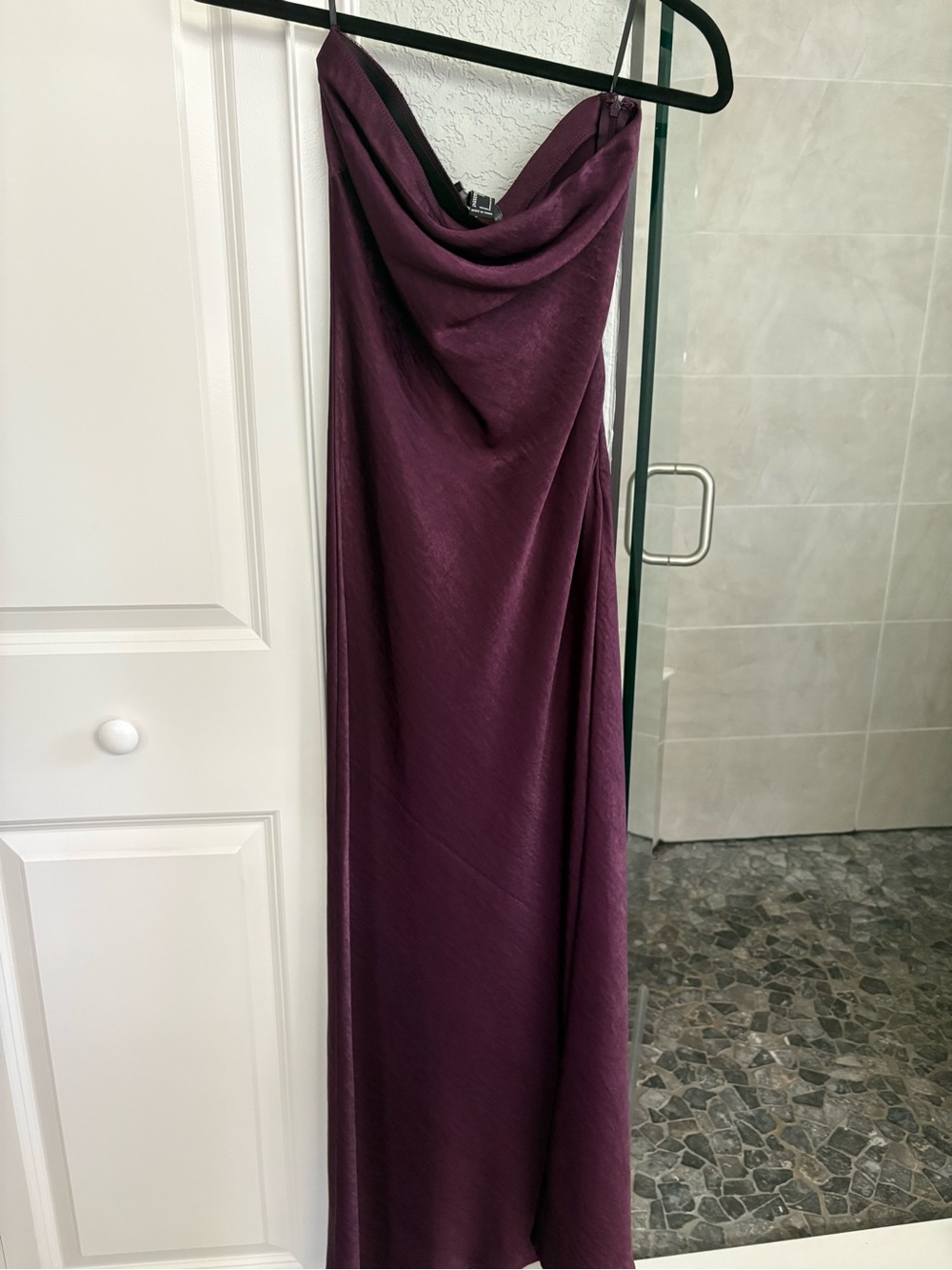 Forever 21 Strapless Cowl Neck Maxi Dress in Deep Plum